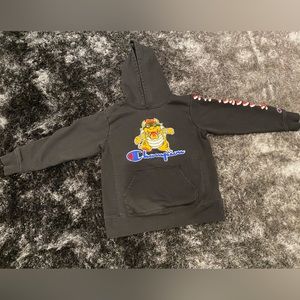 KIDS' REVERSE WEAVE HOODIE, BOWSER, SCRIPT LOGO & KANJI
